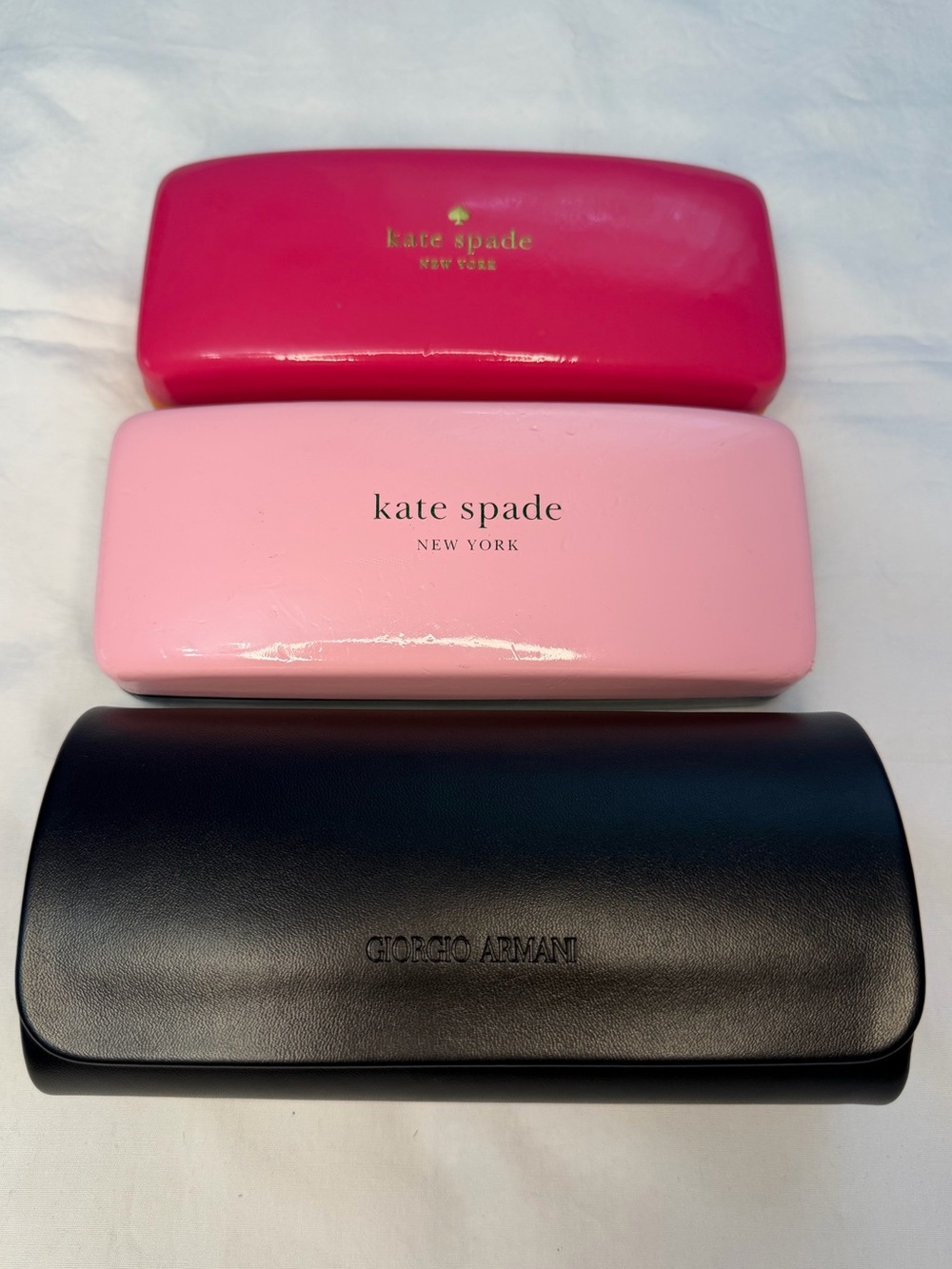 Kate Spade & Giorgio Armani Eyeglass Hard Case Bundle - Pink, Hot Pink, Black